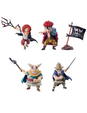 Banpresto One Piece World Collectable Figure Shanks Eustass Kid Dorry Broggy Red Hair Flag