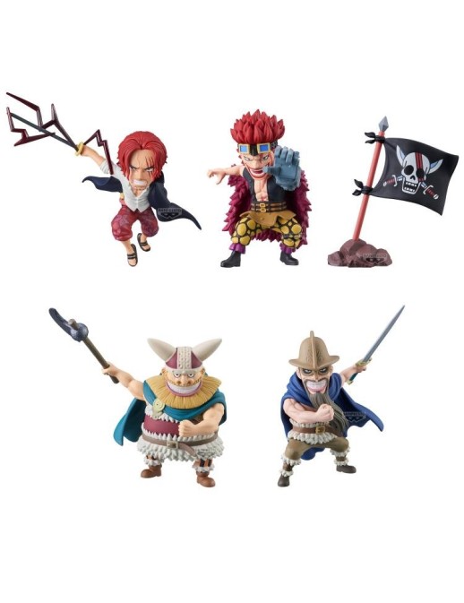 Banpresto One Piece World Collectable Figure Shanks Eustass Kid Dorry Broggy Red Hair Flag