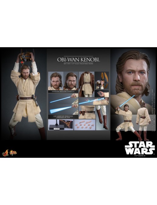 Hot Toys Movie Masterpiece Star Wars Attack of the Clones Obi-Wan Kenobi 1/6 Scale Collectible Figure