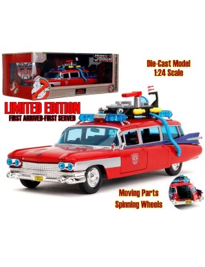 Jada Toys Diecast Model 1/24 Scale Ghostbusters X Transformers Ecto-1 Optimus Prime Limited Edition