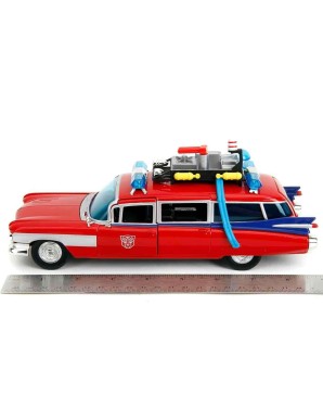 Jada Toys Diecast Model 1/24 Scale Ghostbusters X Transformers Ecto-1 Optimus Prime Limited Edition