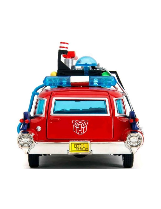 Jada Toys Diecast Model 1/24 Scale Ghostbusters X Transformers Ecto-1 Optimus Prime Limited Edition