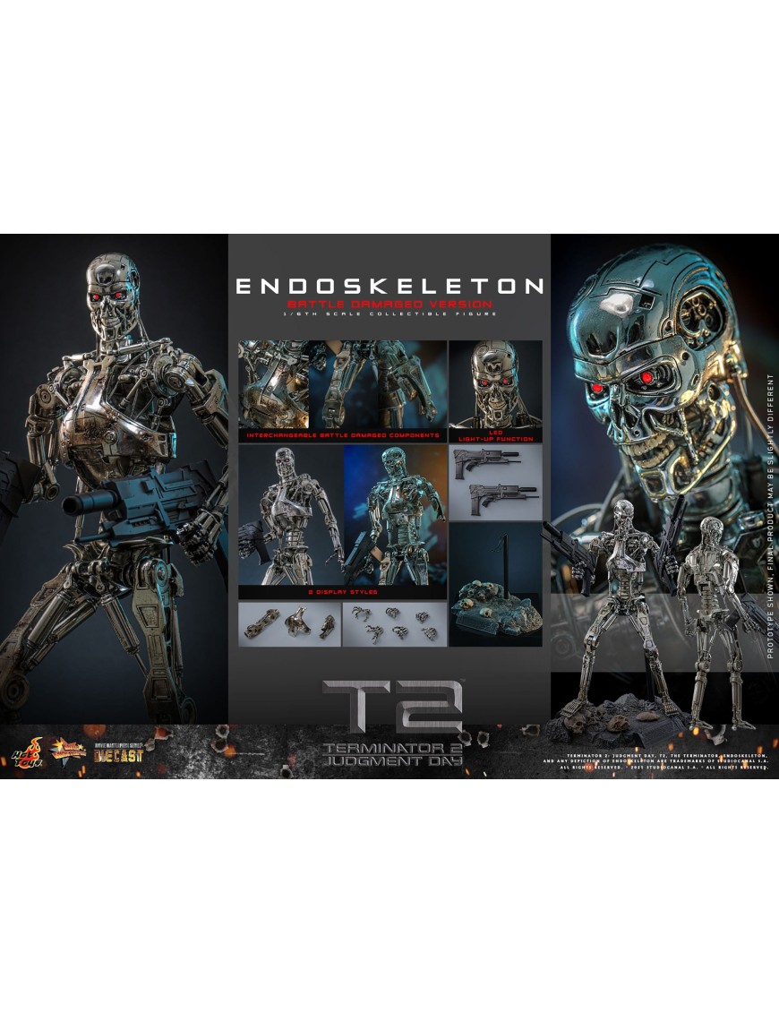 Hot Toys Movie Masterpiece Terminator 2 Judgement Endoskeleton Battle Damaged Version 1/6 Scale Collectible Figure Hot Toys Movie Masterpiece Terminator 2 Judgement Endoskeleton Battle Damaged Version 1/6 Scale Collectible Figure