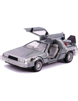 Jada Toys Diecast Model 1/24 Scale Back To The Future II DMC Delorean Time Machine with Lights