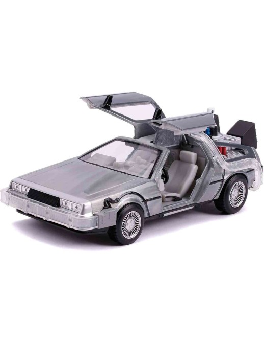 Jada Toys Diecast Model 1/24 Scale Back To The Future II DMC Delorean Time Machine with Lights