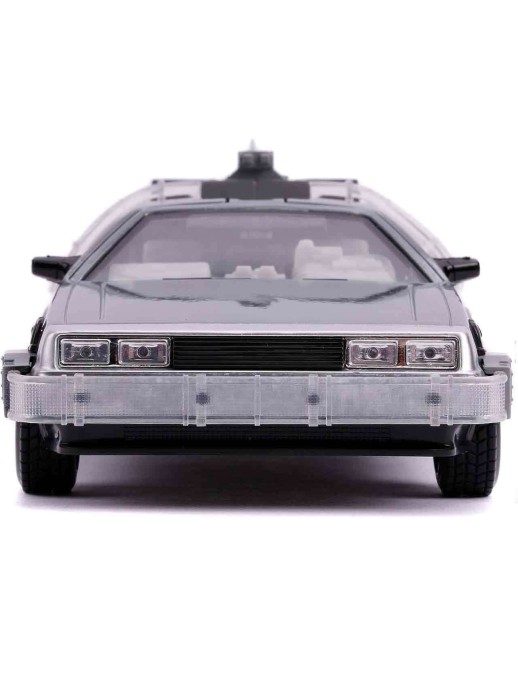 Jada Toys Diecast Model 1/24 Scale Back To The Future II DMC Delorean Time Machine with Lights