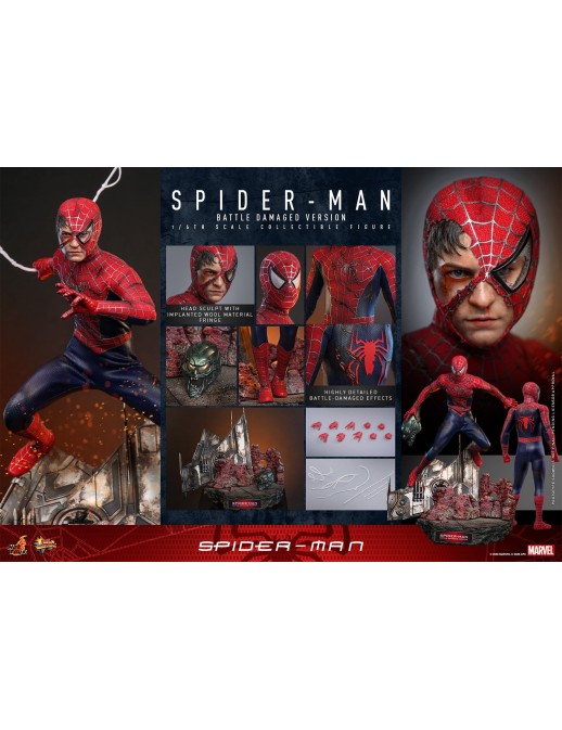 Hot Toys Movie Masterpiece Spider-Man Spider-Man Battle Damaged Version 1/6 Scale Collectible Figure