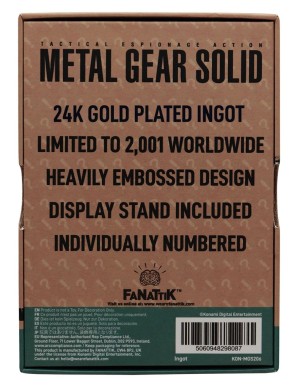 Fanattik Metal Gear Solid 2 Sons of Liberty Raiden Ingot 24K Gold Plated Limited Edition