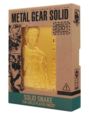 Fanattik Metal Gear Solid 2 Sons of Liberty Solid Snake Ingot 24K Gold Plated Limited Edition