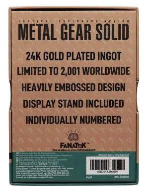 Fanattik Metal Gear Solid 2 Sons of Liberty Solid Snake Ingot 24K Gold Plated Limited Edition