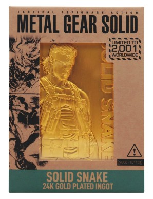 Fanattik Metal Gear Solid 2 Sons of Liberty Solid Snake Ingot 24K Gold Plated Limited Edition