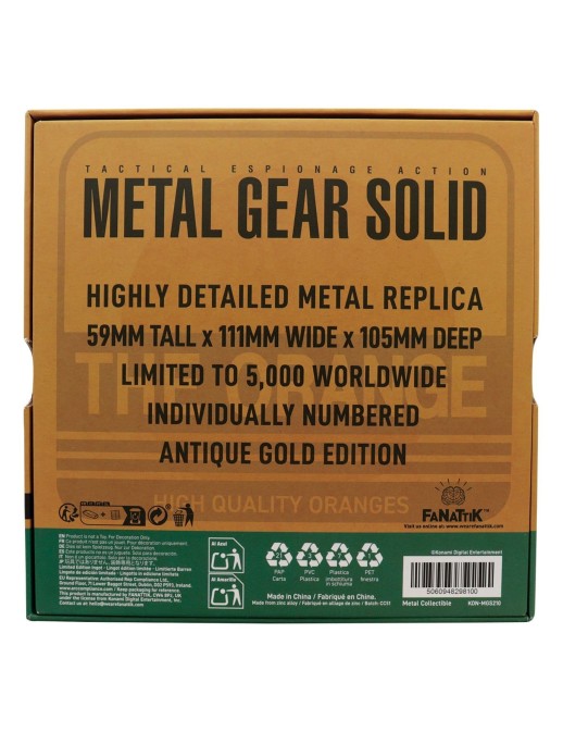 Fanattik Metal Gear Solid 2 Sons of Liberty The Orange Metal Box Limited Edition Replica Antique Gold Edition