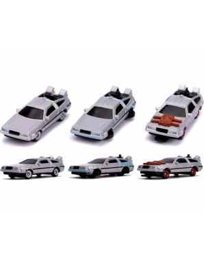 Jada Toys Nano Hollywood Rides Back To The Future DMC Delorean Time Machine Set of 3