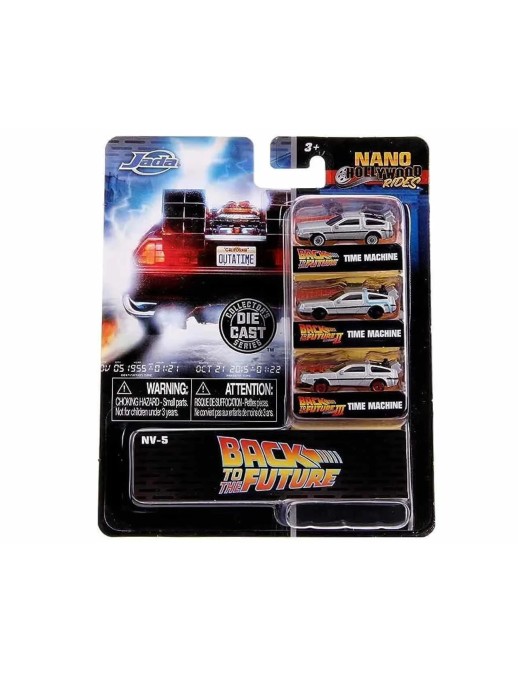 Jada Toys Nano Hollywood Rides Back To The Future DMC Delorean Time Machine Set of 3