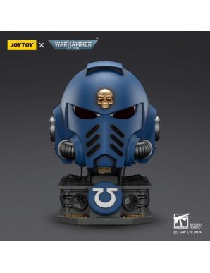 Joy Toy Warhammer 40,000 Space Marine 2 Ultramarines Captain Mk.X Helmet Replica with Display Stand