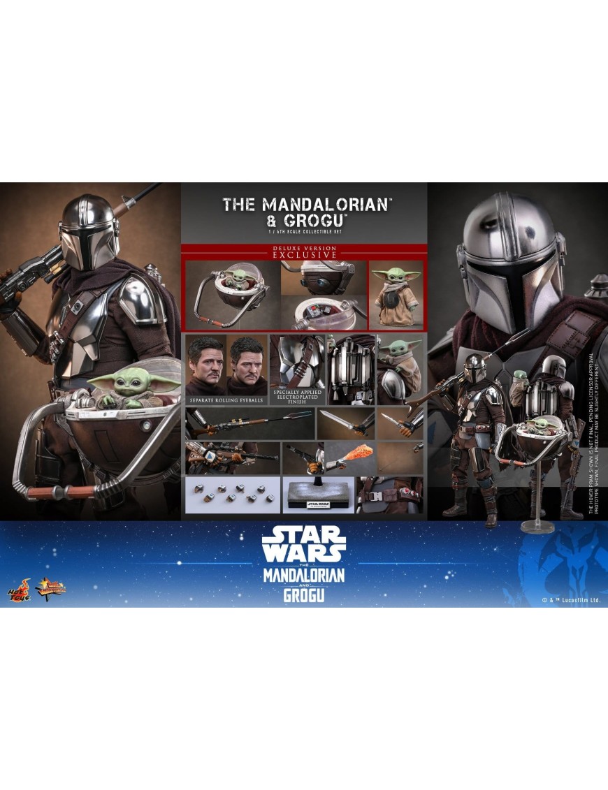 Hot Toys Movie Masterpiece Star Wars The Mandalorian and Grogu 1/6 Scale Collectible Figure Deluxe Version